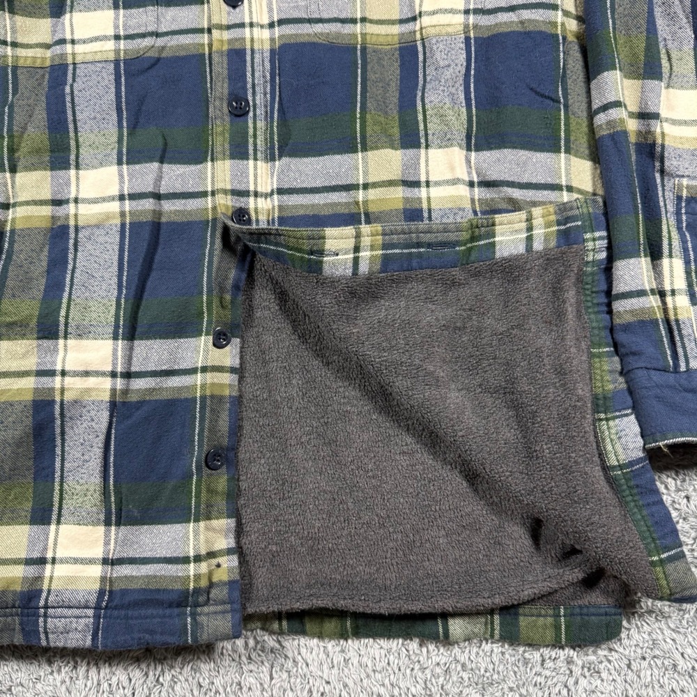 LL Bean Fleece Lined Flannel Shirt Mens L Tall Plaid Traditional Fit Overshirt - Picture 3 of 7